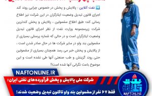 پالایش و پخش: فقط ۶۷ نفر از مشمولین بند واو تاکنون تبدیل وضعیت شدند! پالایش و پخش: فقط ۶۷ نفر از مشمولین بند واو تاکنون تبدیل وضعیت شدند!